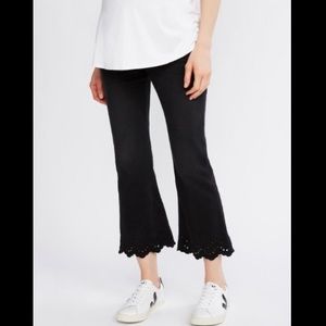 Frame Shiffly maternity crop flare eyelet jeans
